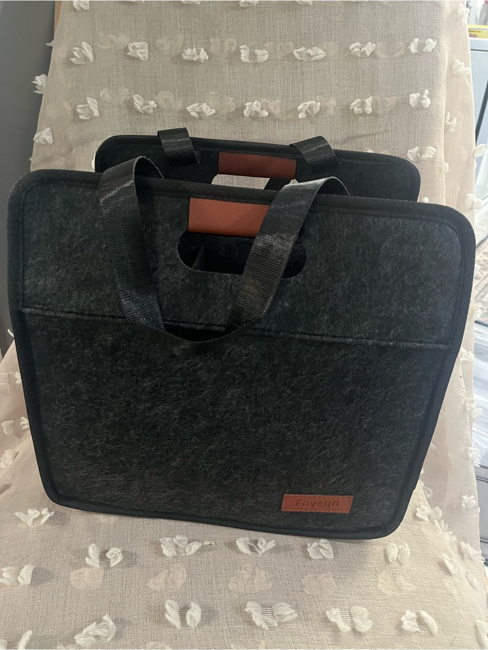 Black Felt school/ utility Tote Bag
